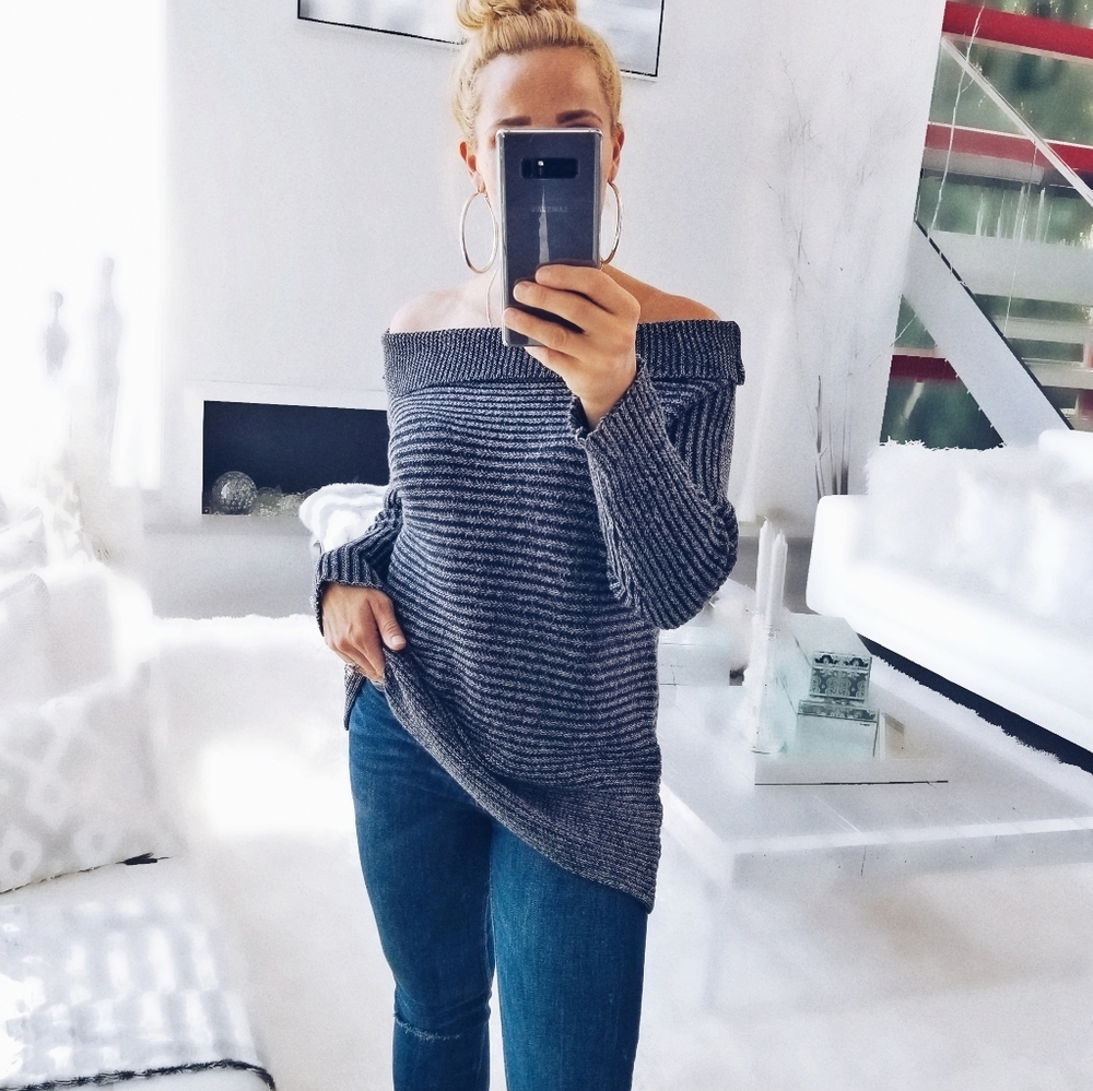 AIDEN Ribbed Sweater Top -Blue - Picture 5 of 6